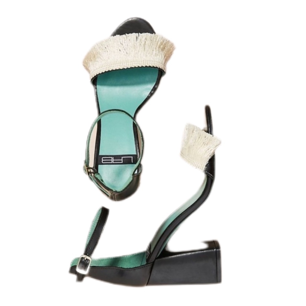 Lab For Anthropologie Leather & Fringed Block Heel NWT Sz 10